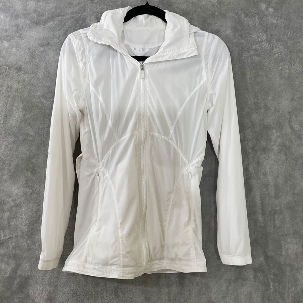 Lululemon Such A Cinch Jacket With Hood Tulip Hem Size 6 White WHT  96117 EUC